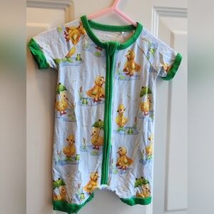 The Sleepy Sloth 3-6m Duck Bamboo Zippered Short Summer Romper
